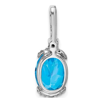 14K White Gold 1/8 ct tw Swiss Blue Topaz & Amethyst Oval Pendant – view 4