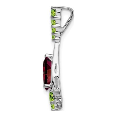 14K White Gold Garnet & Peridot Pear Pendant – view 2