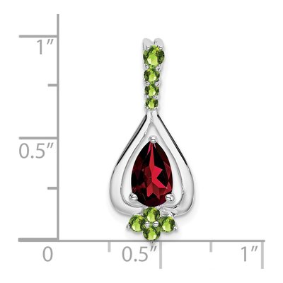 14K White Gold Garnet & Peridot Pear Pendant – view 3