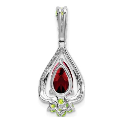 14K White Gold Garnet & Peridot Pear Pendant – view 4