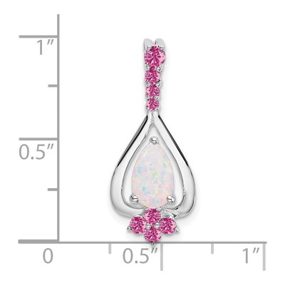 14K White Gold Lab-Created Opal Pendant – view 2