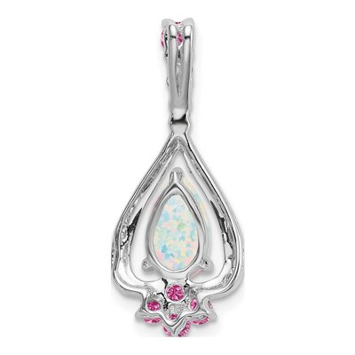 14K White Gold Lab-Created Opal Pendant – view 3