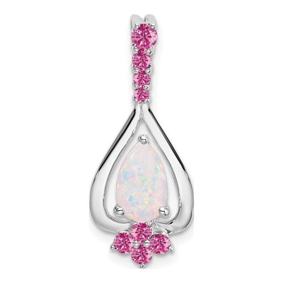 14K White Gold Lab-Created Opal Pendant