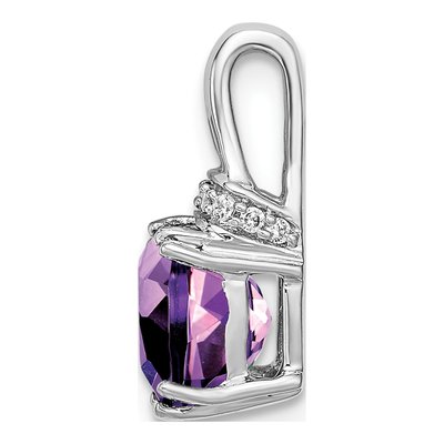 14K White Gold Amethyst & Diamond Slide Pendant – view 2