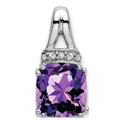 14K White Gold Amethyst & Diamond Slide Pendant