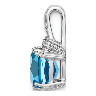14K White Gold Swiss Blue Topaz & Diamond Slide Pendant – view 2