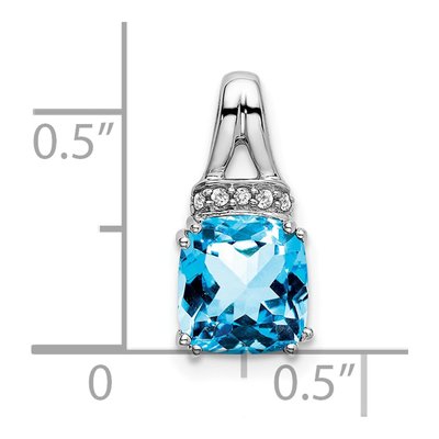 14K White Gold Swiss Blue Topaz & Diamond Slide Pendant – view 3