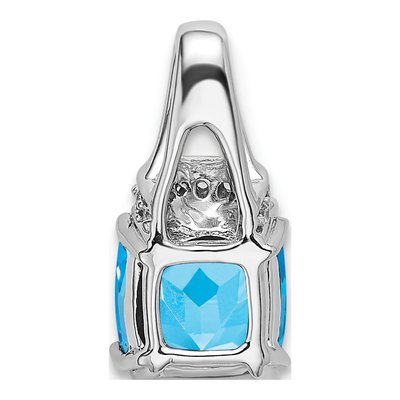 14K White Gold Swiss Blue Topaz & Diamond Slide Pendant – view 4