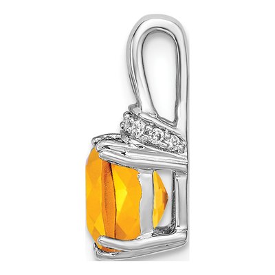 14K White Gold Citrine & Diamond Slide Pendant – view 2
