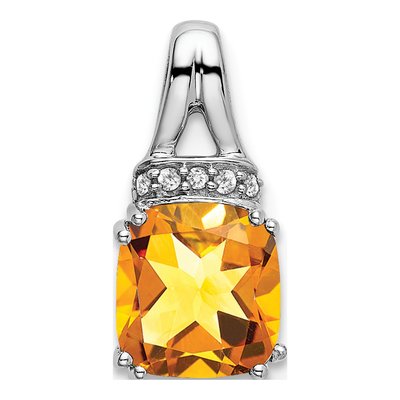 14K White Gold Citrine & Diamond Slide Pendant
