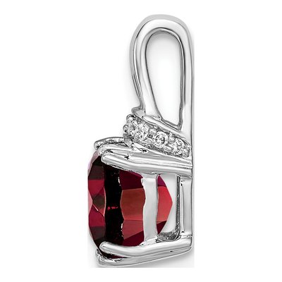 14K White Gold Garnet & Diamond Slide Pendant – view 2
