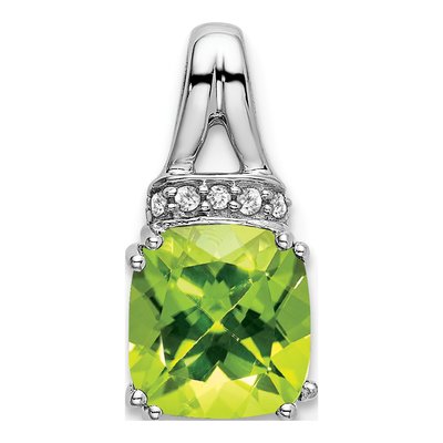 14K White Gold Peridot & Diamond Slide Pendant