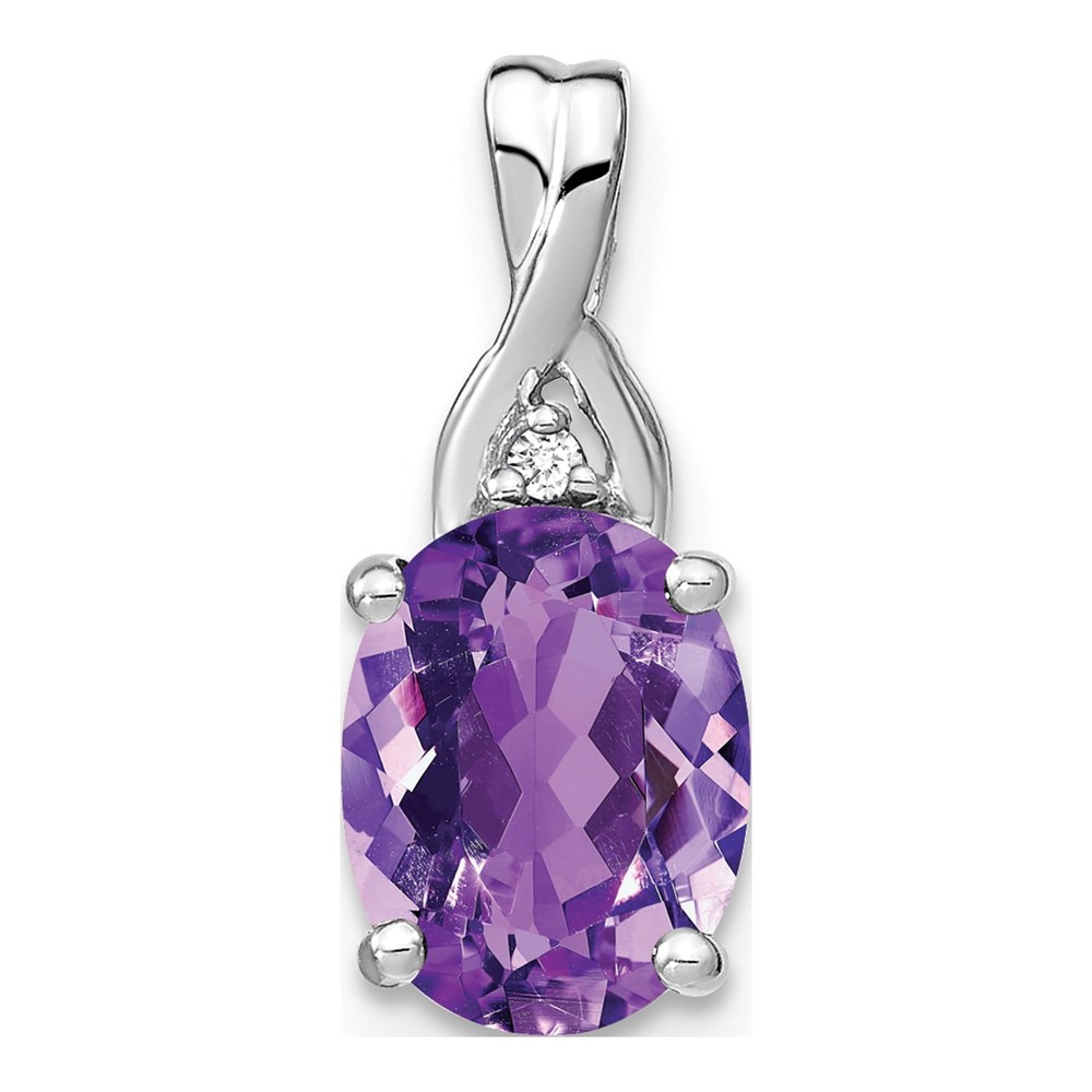 14K White Gold Amethyst & Diamond Chain Slide