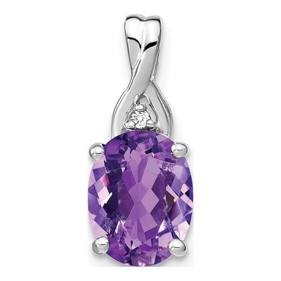 14K White Gold Amethyst & Diamond Slide Pendant