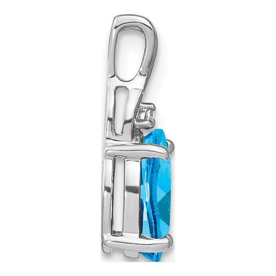 14K White Gold Swiss Blue Topaz & Diamond Slide Pendant – view 3