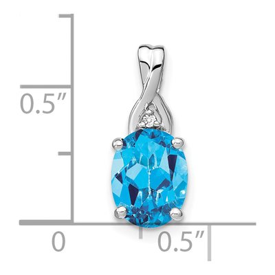 14K White Gold Swiss Blue Topaz & Diamond Slide Pendant – view 4