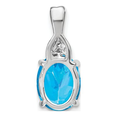 14K White Gold Swiss Blue Topaz & Diamond Slide Pendant – view 5