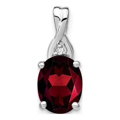 14K White Gold Garnet & Diamond Slide Pendant