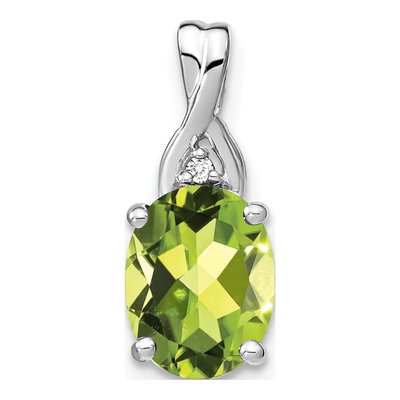 14K White Gold Peridot & Diamond Slide Pendant