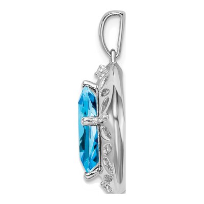 Sterling Silver Swiss Blue Topaz & Diamond Pendant – view 3