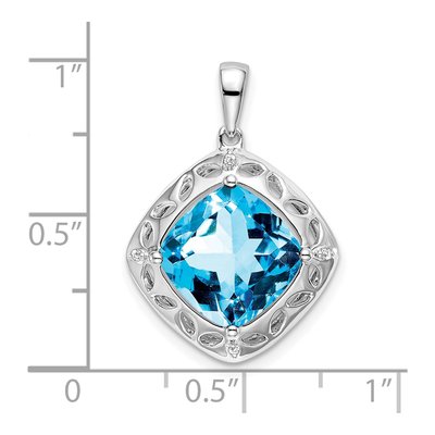 Sterling Silver Swiss Blue Topaz & Diamond Pendant – view 4