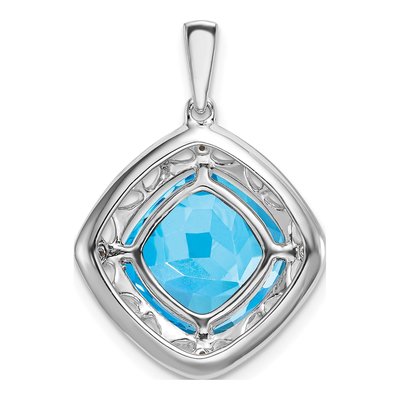 Sterling Silver Swiss Blue Topaz & Diamond Pendant – view 5