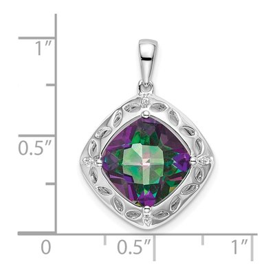 Sterling Silver Mystic Fire Topaz & Diamond Pendant – view 4