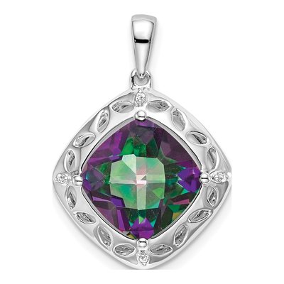 Sterling Silver Mystic Fire Topaz & Diamond Pendant