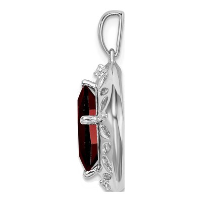 Sterling Silver Garnet & Diamond Pendant – view 3