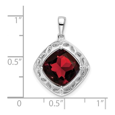 Sterling Silver Garnet & Diamond Pendant – view 4