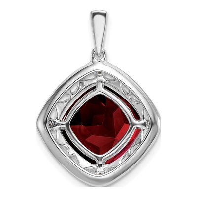 Sterling Silver Garnet & Diamond Pendant – view 5