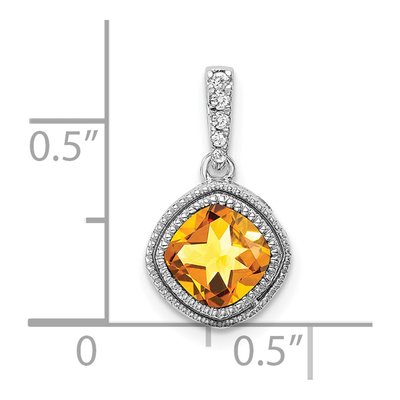 10K White Gold 1/5 ct tw Citrine & Diamond Cushion Pendant – view 3
