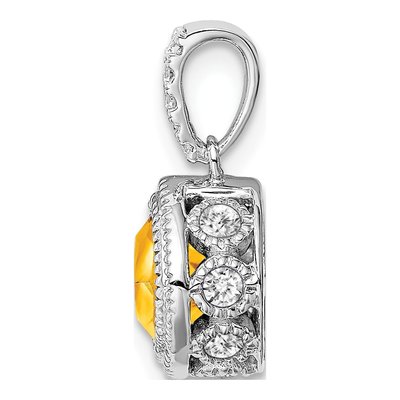 14K White Gold 0.21 ct tw Citrine & Diamond Cushion Pendant – view 2