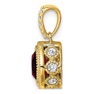 14K Yellow Gold 0.21 ct tw Garnet & Diamond Cushion Pendant – view 2