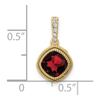 14K Yellow Gold 0.21 ct tw Garnet & Diamond Cushion Pendant – view 3