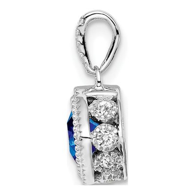14K White Gold 1/8 ct tw Sapphire & Diamond Cushion Pendant – view 2