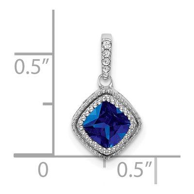 14K White Gold 1/8 ct tw Sapphire & Diamond Cushion Pendant – view 3