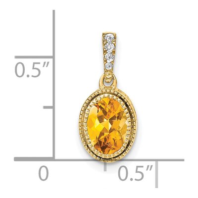 14K Yellow Gold 1/6 ct tw Citrine & Diamond Oval Pendant – view 3