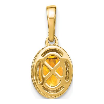 14K Yellow Gold 1/6 ct tw Citrine & Diamond Oval Pendant – view 4