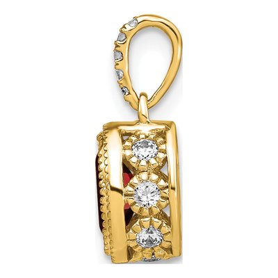 14K Yellow Gold 1/6 ct tw Garnet & Diamond Oval Pendant – view 2