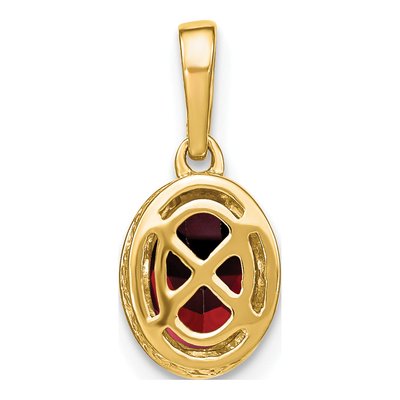 14K Yellow Gold 1/6 ct tw Garnet & Diamond Oval Pendant – view 3