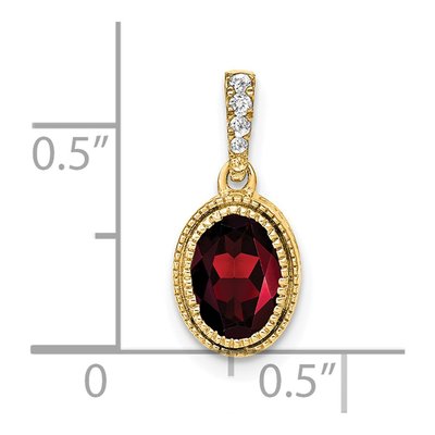 14K Yellow Gold 1/6 ct tw Garnet & Diamond Oval Pendant – view 4