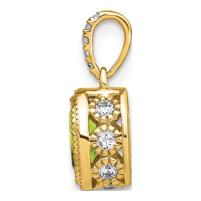 14K Yellow Gold 1/6 ct tw Peridot & Diamond Oval Pendant – view 2