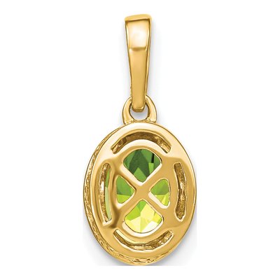 14K Yellow Gold 1/6 ct tw Peridot & Diamond Oval Pendant – view 3