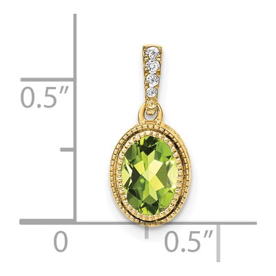 14K Yellow Gold 1/6 ct tw Peridot & Diamond Oval Pendant – view 4