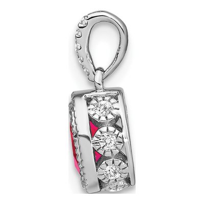 14K White Gold 1/10 ct tw Ruby & Diamond Oval Pendant – view 2