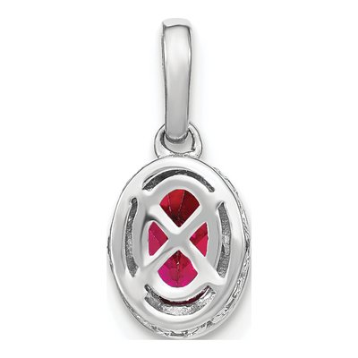 14K White Gold 1/10 ct tw Ruby & Diamond Oval Pendant – view 3