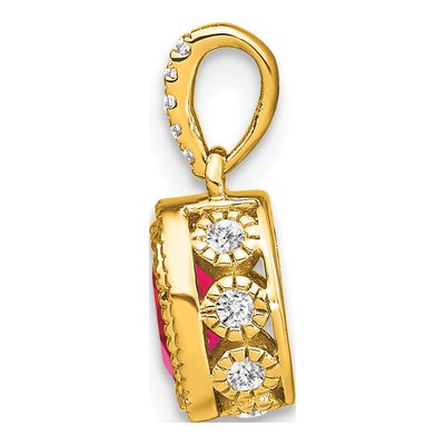 14K Yellow Gold 1/10 ct tw Ruby & Diamond Oval Pendant – view 3
