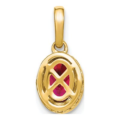 14K Yellow Gold 1/10 ct tw Ruby & Diamond Oval Pendant – view 4