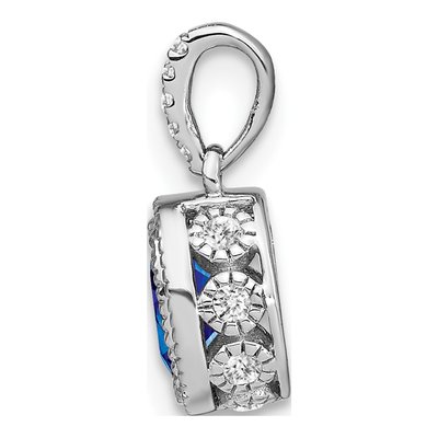 14K White Gold 1/10 ct tw Sapphire & Diamond Oval Pendant – view 3